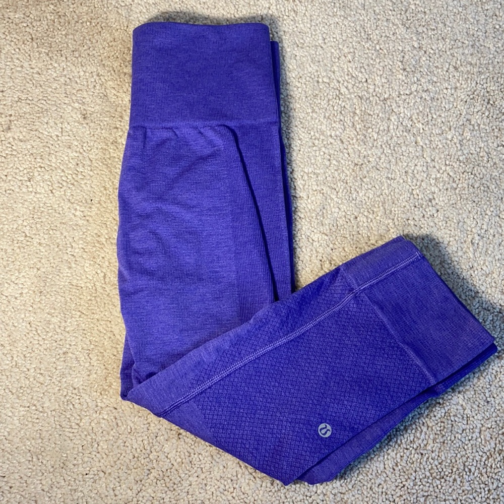 Purple lululemon ebb to street cropped pants